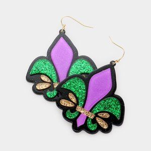 FLEUR DE LIS MARDI GRAS EARRINGS, PARTY EARRINGS